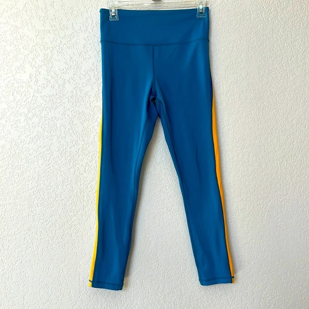 Zyia Janis Legging Active wear Side Stripe Yellow and Blue size 6/8 - Picture 2 of 12